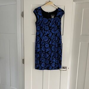 Alex Evenings Women's Black and Blue Floral sequined dress, size 12, worn twice.